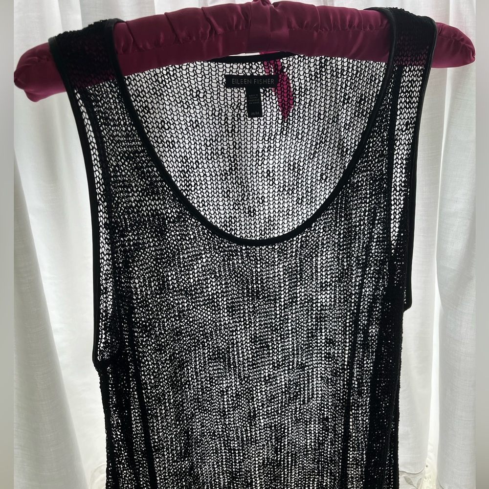 Eileen Fisher Black Open Weave Tank